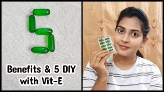 Top 5 uses of Vitamin E Capsules for Skincare and Haircare in Telugu  Benefits of Vit E capsules [upl. by Aihseyn440]