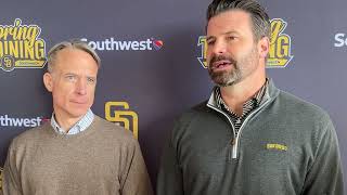 Padres Chairman Eric Kutsenda and CEO Erik Greupner address the media at Spring Training [upl. by Massey]