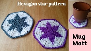 Hexagon star Mug Mat crochet  Tutorial  easy [upl. by Cristiano258]