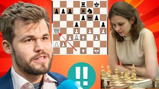 Cute Anna Muzychuk vs Magnus Carlsen 11 [upl. by Nymsaj]