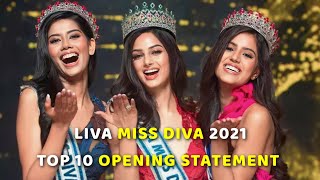 LIVA Miss Diva 2021 👑  Top 10 Opening Statement HD [upl. by Noskcire]