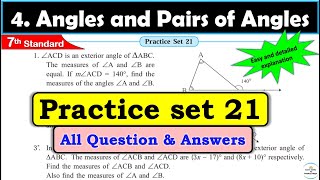 Practice set 21 Class 7  Chapter 4 Angles and Pairs of Angles  Maths  All question Answers [upl. by Nolek]