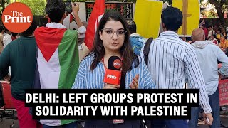 Left groups protest at Delhis Jantar Mantar in solidarity with Palestine [upl. by Nerrad]