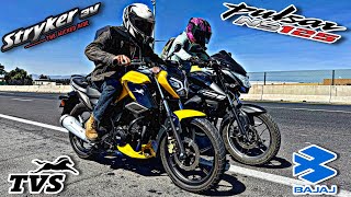 TVS Stryker 125 vs Pulsar NS 125Carrera¡La Bajo De Su Nube😳😱🤯 [upl. by Ainit138]