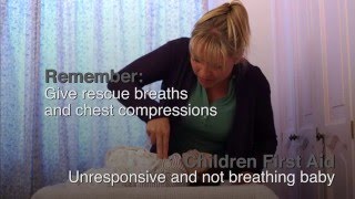 Children First Aid Unresponsive and not breathing baby [upl. by Atela213]