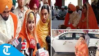 Sangrur MLA Narinder Kaur Bharaj marries AAP worker at Patiala village gurdwara [upl. by Inhoj]