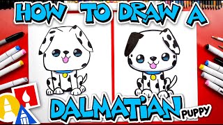 How To Draw A Cartoon Dalmatian Puppy [upl. by Bill]