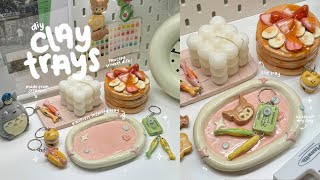 making clay trays and trinket dish🥞🍓✨ using air dry clay  no bake [upl. by Thanh]