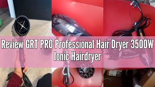 Review GRT PRO Professional Hair Dryer 3500W Ionic Hairdryer AC Motor Blue Light Anion with 1 Diffus [upl. by Zavras]