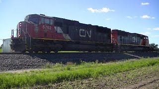 CN 5762 CN 5610 Southbound Internodal Byron Wisconsin HYW Y close field shot 06302024 [upl. by Ayiram826]