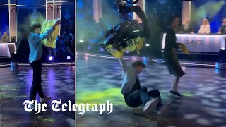 Eco activist hit by camera during Sweden’s Let’s Dance finale [upl. by Lindeberg]