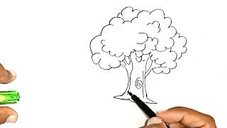 How to draw a tree easy drawingspeedo [upl. by Thorpe]