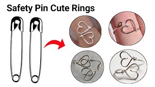 DIY Homemade cute love rings make rings at homebest ring everSafety Pin Ring IdeaHow to make Ring [upl. by Cassady]