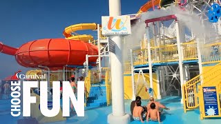 WaterWorks Water Park with audio description  Onboard Activities  Carnival Cruise Line [upl. by Carvey]