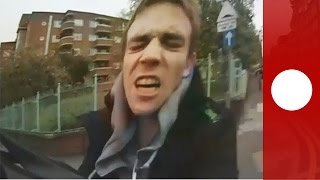 Epic road rage Pedestrian pushes cyclist to the ground London [upl. by Naus270]