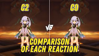 Nahida C0 vs C2  Comparison of each reaction UPDATED  Genshin Impact [upl. by Bowie282]