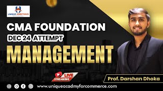 CMA Foundation  Management  L1  Chp 51 amp 52  Dec 2024  Prof Darshan Dhoka [upl. by Joly601]