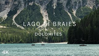 Lago di Braies Dolomites  Drone 4K [upl. by Airdnas]