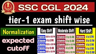 SSC CGL tier1 exam shift wise  expected cutoff with normalization  SSC CGL 2024 [upl. by Nodrog]