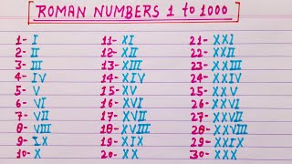 Roman numerals 1 to 1000  Roman numbers 1 to 1000  Roman ginti 1 to 1000 [upl. by Jesh]