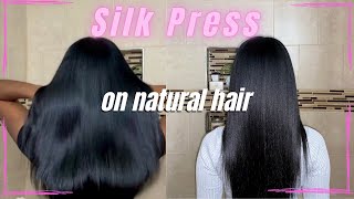 HOW TO FULL SILK PRESS ON NATURAL HAIR AT HOME  FROM CURLY TO STRAIGHT [upl. by Sahc]