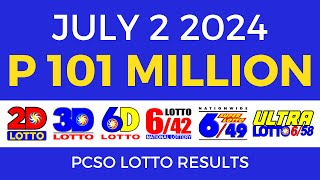 Lotto Result Today 9pm July 2 2024  PCSO Complete [upl. by Heinrick]