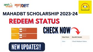 MahaDBT Scholarship REDEEM Status  MahaDBT Scholarship Form Updates 2024 [upl. by Aisined]