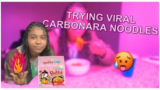 TRYING VIRAL TIKTOK CARBONARA NOODLES 🥵🔥 [upl. by Pani]