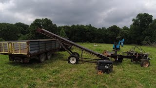 homemade log splitter wood conveyor and dump trailer first run in the woodyard [upl. by Connett]