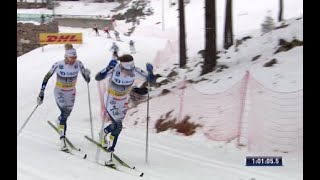 🇸🇪 Ebba Andersson og 🇸🇪 Frida Karlsson jakt på 🇳🇴 Therese Johaug  Holmenkollen tremila 7 mars 2020 [upl. by Pappas268]