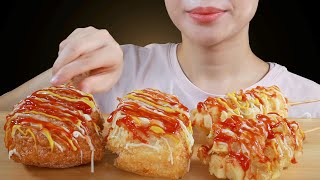 ASMR Korean Cheesy Corn Dogs Eating Sounds  Homemade  ft Fire Sauce  MINEE EATS [upl. by Luwana159]