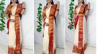 Try this Bengali Draping Style to look more BeautifulSaree Wearing New StyleHow to wear saree [upl. by Aklam]