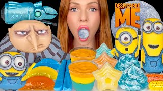 ASMR MUKBANG Despicable Me Dessert Edible Moon Gru Laffy Taffy Blue Razz Candy Minions Jelly 먹방 [upl. by Pansir]