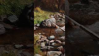 Painting a quiet little cascade in oils oilpainting artdaily landscapepainting [upl. by Farah]