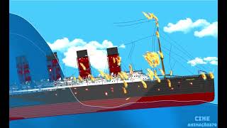 RMS Mauretania ship being sunk with laser beam and giant wave in Floating Sandbox simulator [upl. by Amilas]