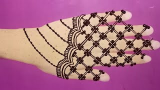 simple mehndi design  back hand mehndi  checks mehndi design [upl. by Kcirddahc]