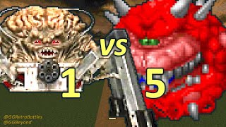 Spider Mastermind vs 5 Cacodemons  Monster Infighting  Doom Retro Battles [upl. by Aitekram90]