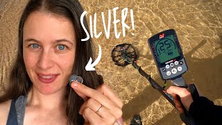 Water amp Wet Sand Detecting with the Minelab Equinox 600 back on the SILVER [upl. by Enyale]