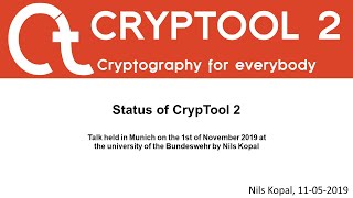 Status of CrypTool 2  Talk held by Nils Kopal during the CrypTool 20 years meeting [upl. by Osrock]