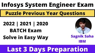 Infosys Previous Year Puzzle Questions  Infosys System Engineer Exam Preparation 2022  Easy Way [upl. by Faustina]