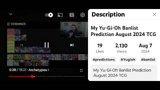 YUGIOH AUGUST 2024 BANLIST PREDICTIONS RETROSPECTIVE TIER LIST SUBSCRIBE NOW FOR MORE THANKS 🙏👍🙏👍🙏👍🙏 [upl. by Nafri]