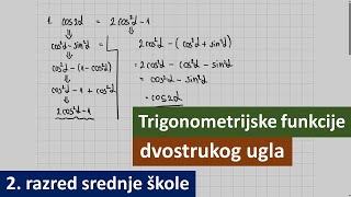 Trigonometrijske funkcije dvostrukog ugla rešeni zadaci dokazati identitete [upl. by Odnanref396]