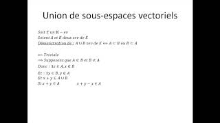 Espaces vectoriels partie 11  Union de sousespaces vectoriels [upl. by Astera]