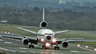 Biman Bangladesh DC10 External View Takeoffs amp Landings  Birmingham Airport with ATC [upl. by Inafets]