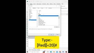 part7 Number Format Tips and Tricks 2024  Less Than 20 in a Red Color in Excel  excel number [upl. by Lugar]