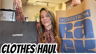 EXPRESS amp NORDSTROM RACK CLOTHING HAUL  BLACK DRESS  QUALITY  HEELS [upl. by Nosliw]