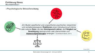 Video 2 Biologische und psychologische Stresstheorien [upl. by Walrath]