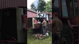 Big Tractor Massey Ferguson 4880 cold starting the cummins VT903 engine up after 15years On junkyard [upl. by Gilroy]