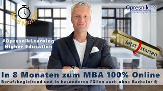 MBA in 8 Monaten 100 Online amp Berufsbegleitend  auch ohne Bachelor Jetzt KarriereBoost starten🎓 [upl. by Rugg]