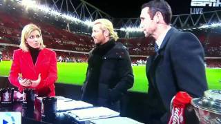 Martin keown gets hit in the head live Espn [upl. by Treblihp]